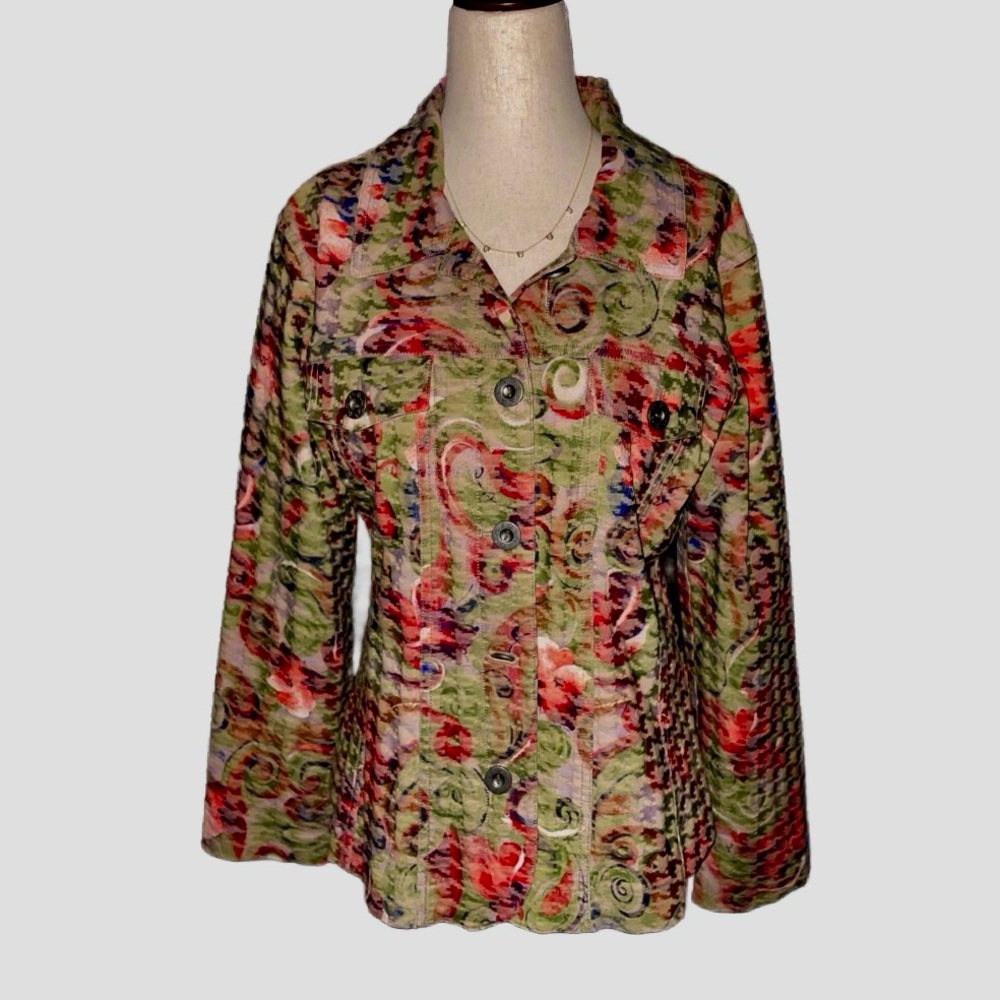 Anology ~ Large ~ Floral/Paisley ~ Beige/Brown/Pink/Red/Blue ~ Blazer Jacket